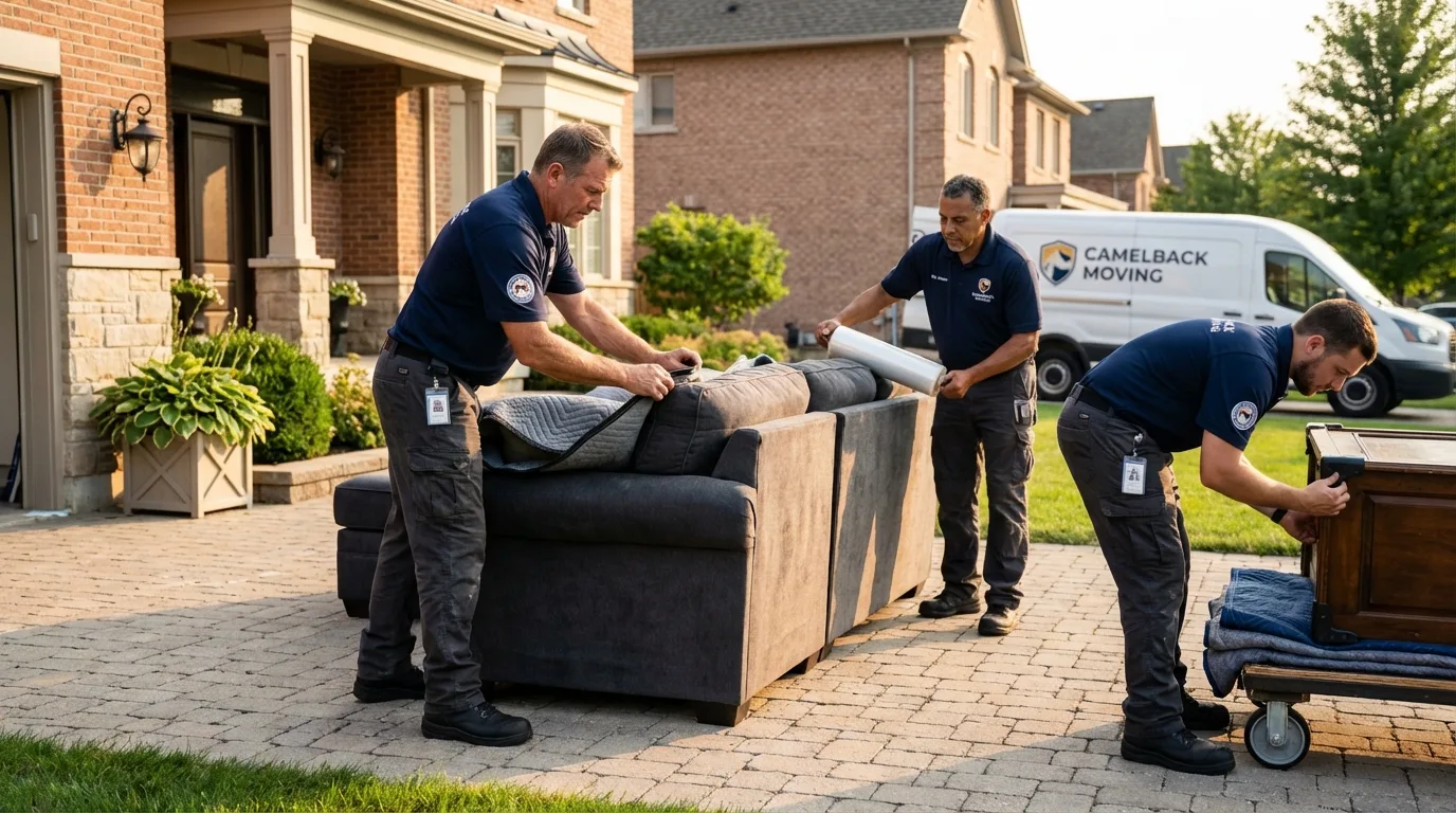 Large estate moving crew wrapping furniture in Webster, SD