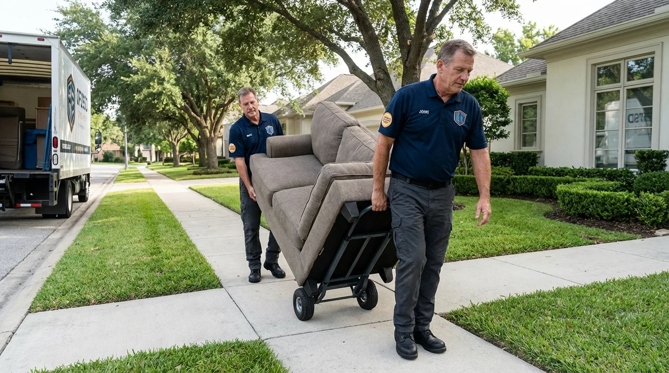 Local residential moving crew loading furniture in Webster, SD